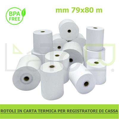 ROTOLO TERMICO REGISTRATORE DI CASSA OMOLOGATO 80mm x 80m ANIMA 12mm